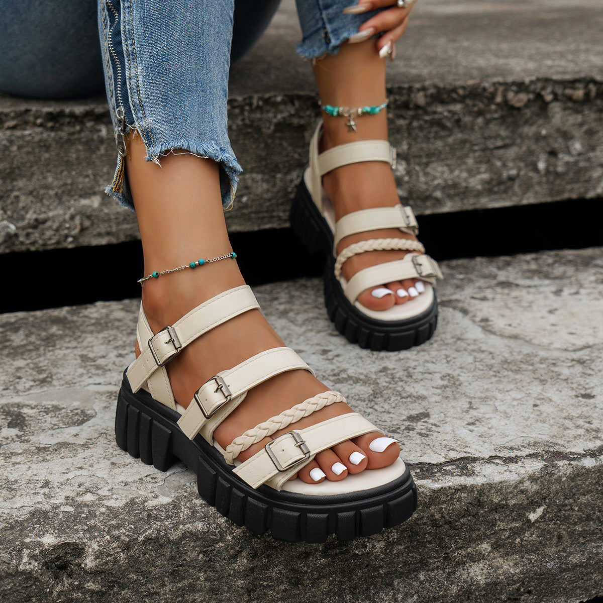 Sponge Cake Open-Toe Sandals