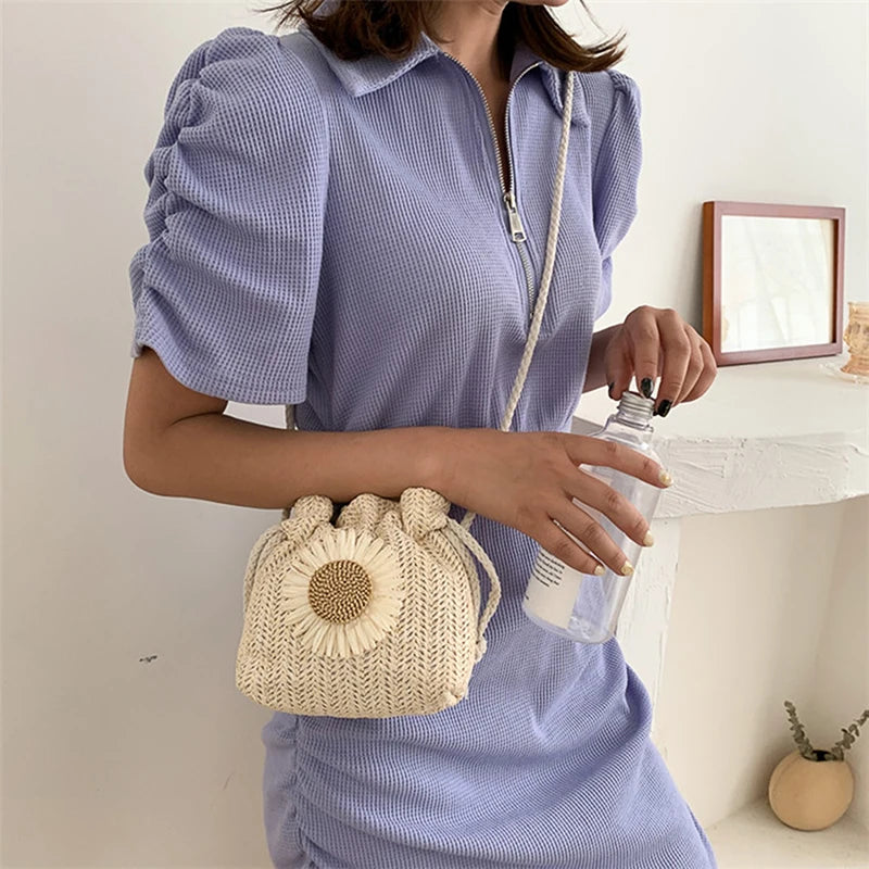 Woven Rattan Summer Straw Shoulder Bag