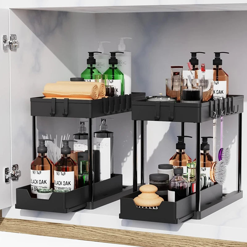 2-Tier Sliding Sink Storage Rack