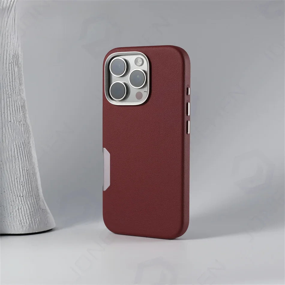 MagSafe Leather Alloy Camera iPhone Case