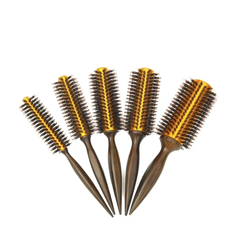 Boar Bristle Round Wooden Hair Brush