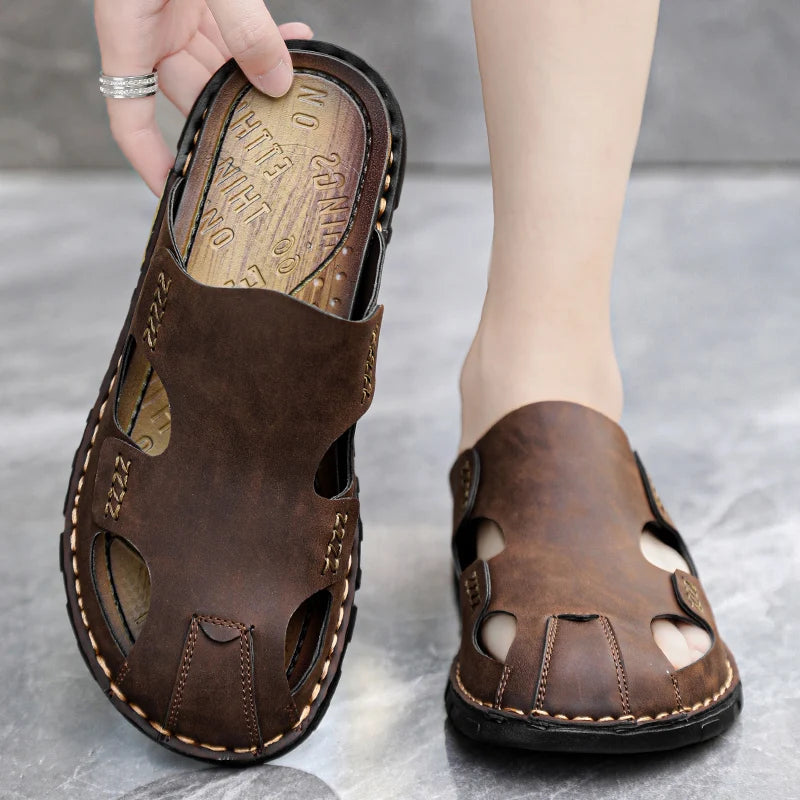 Luxury Leather Flip Flops Men 2024