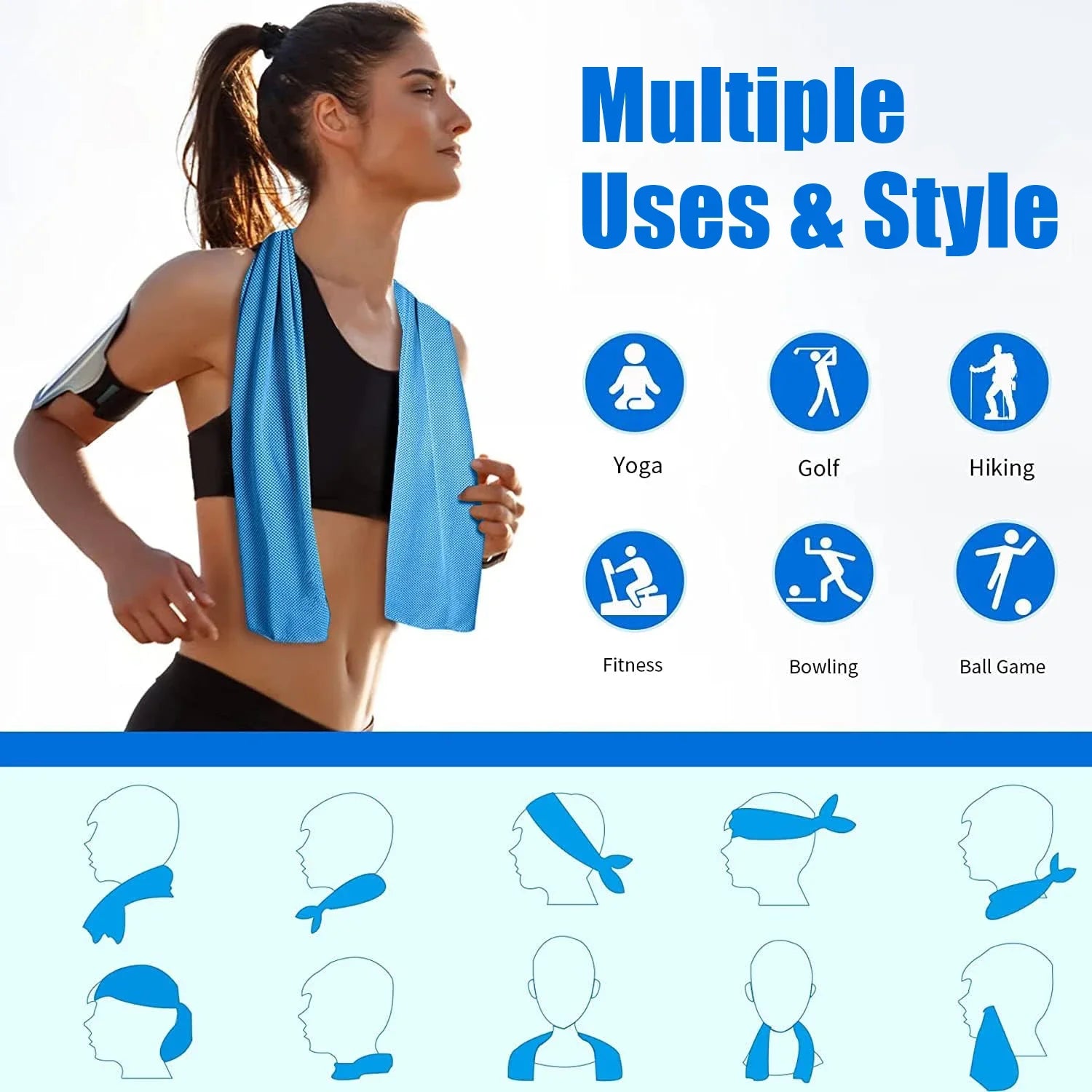 5-Pack Microfiber Cooling Towels Set