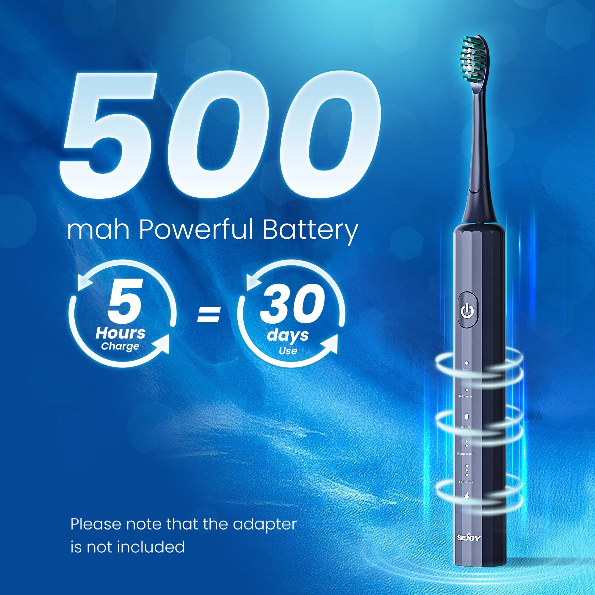 Sonic Toothbrush with 8 Heads, Blue