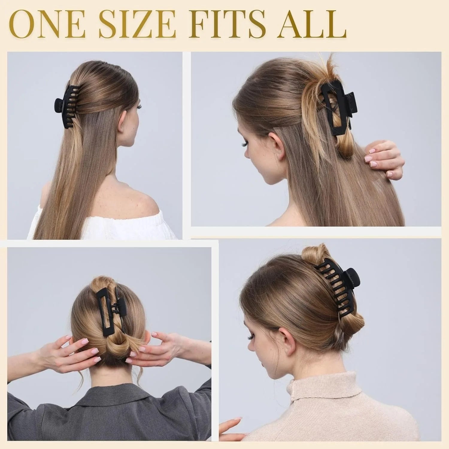 8 Pack Large Matte Hair Claw Clips Set