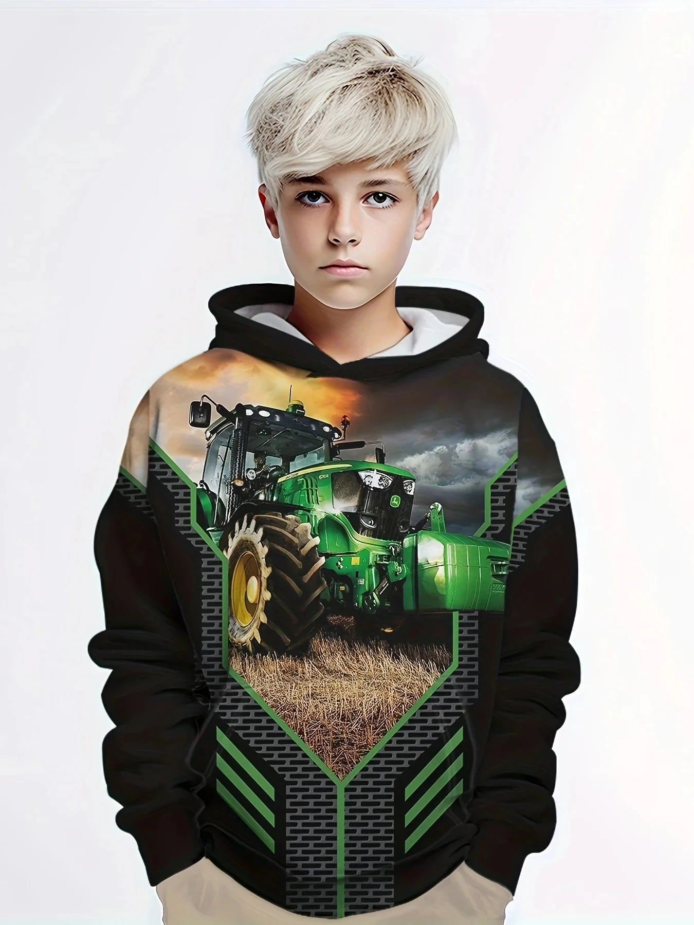 3D Truck Print Kids Oversized Hoodie