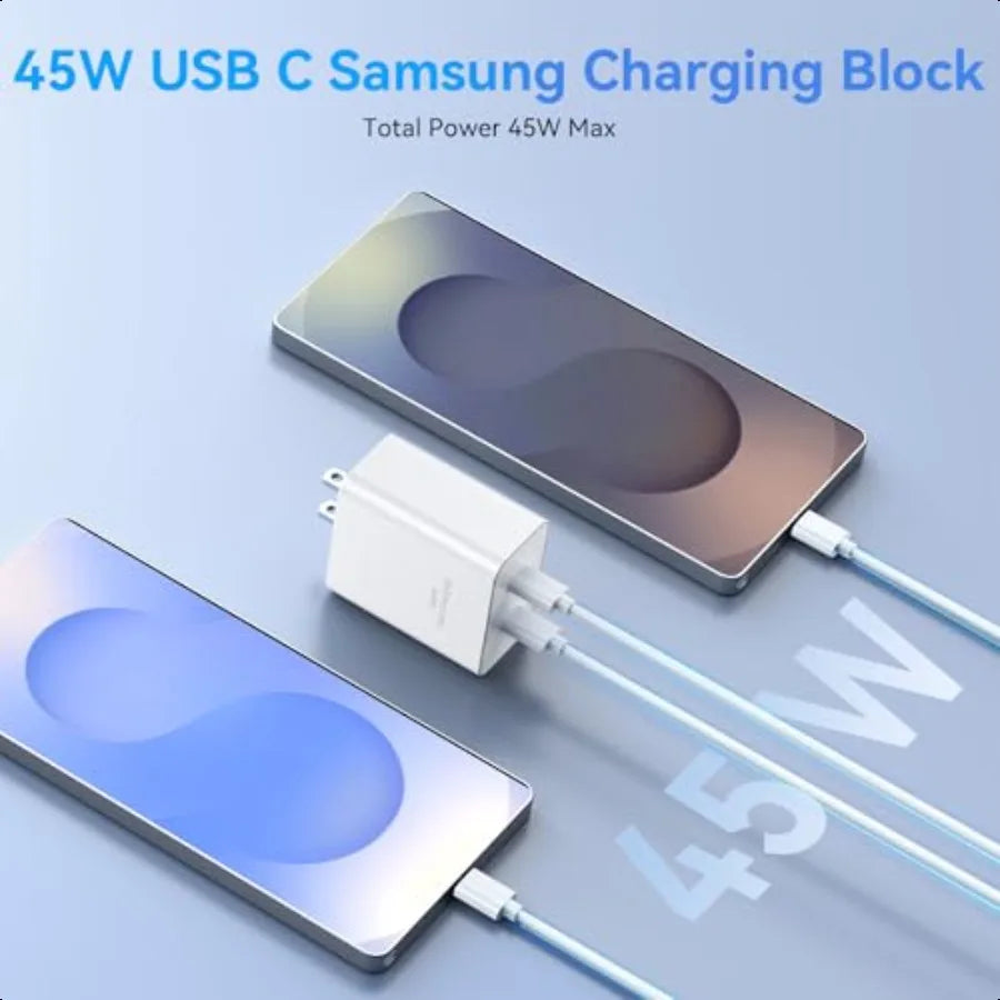 45W Dual USB-C Fast Charger 2-Pack 10FT