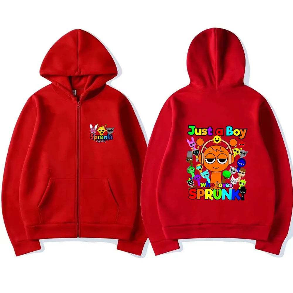 Sprunki Incredibox Kids Zipper Hoodie