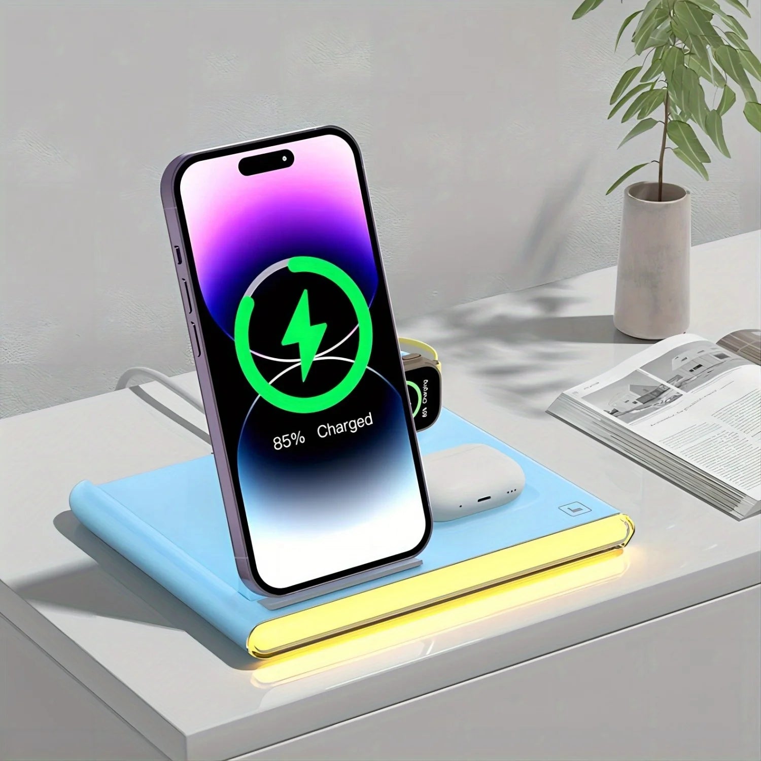 2-Pack 4-in-1 Fast Wireless Charger Station