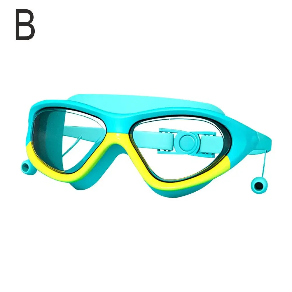Kids Big Frame Swim Goggles w/ Earplugs