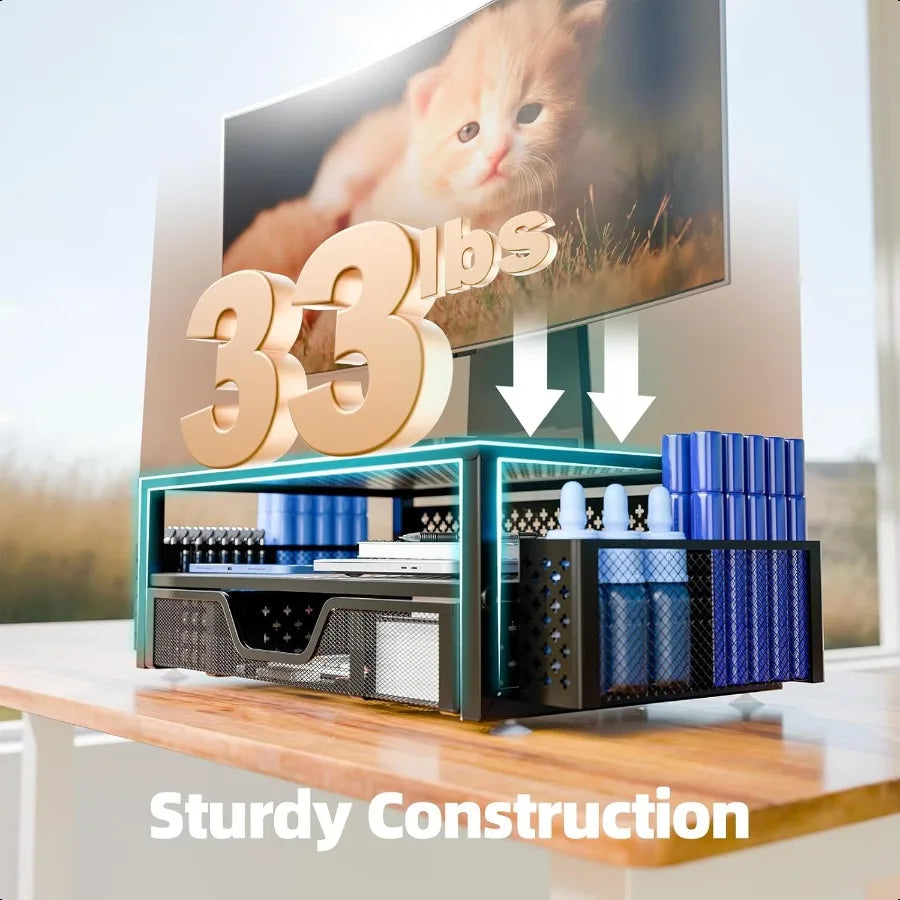 2-Tier Metal Monitor Stand Organizer