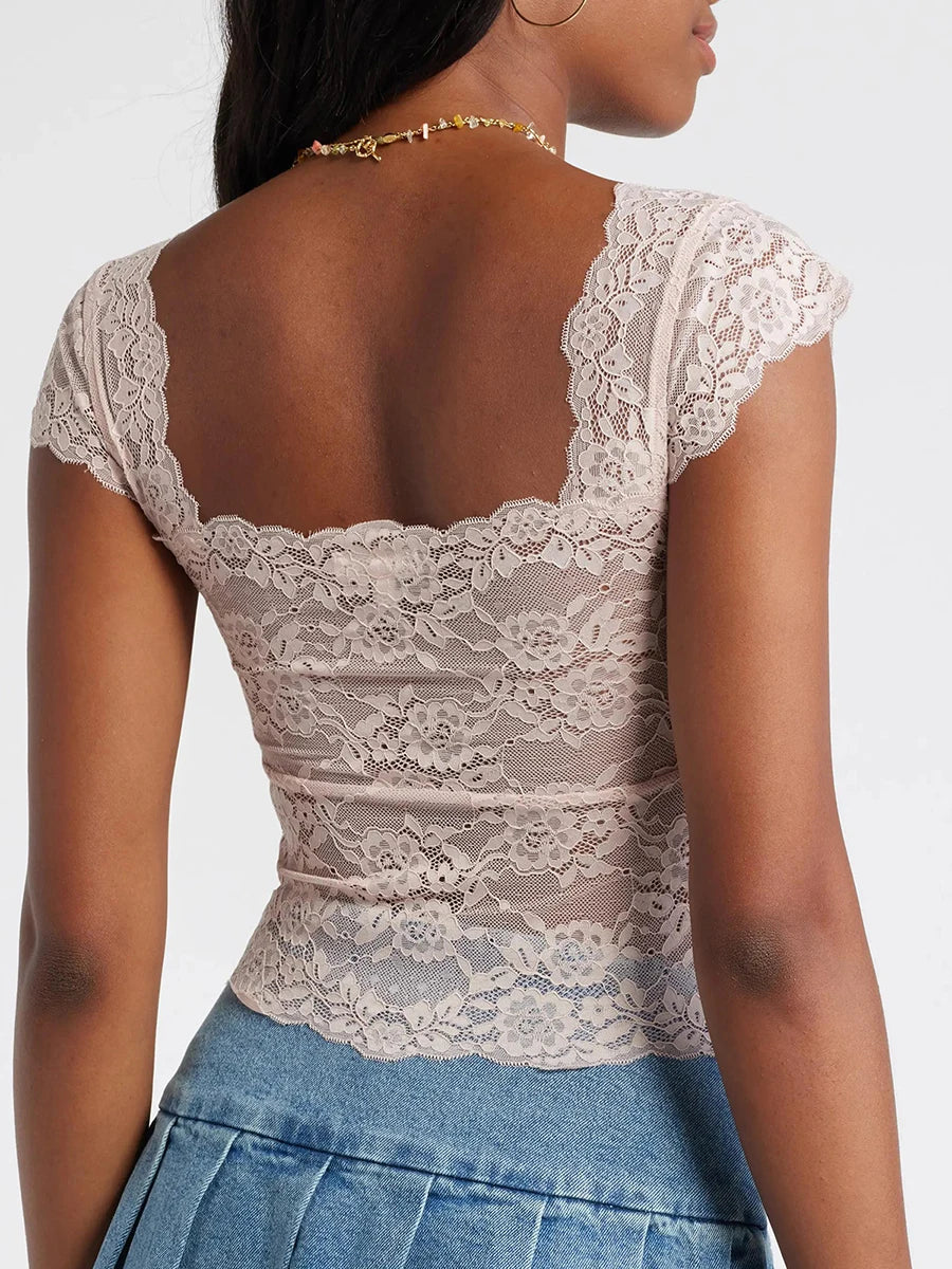 Square Neck Lace Top – Girl’s Summer