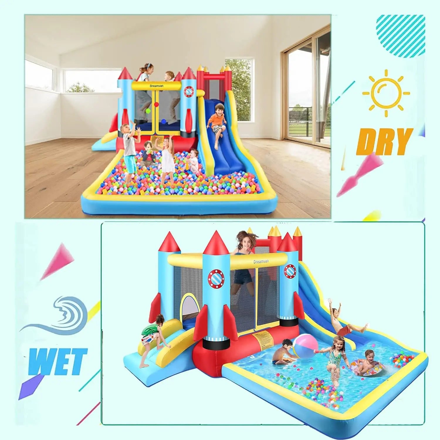 Inflatable Bounce House with Water Splash