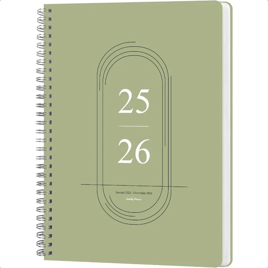 2025–2026 Monthly Calendar Book Green