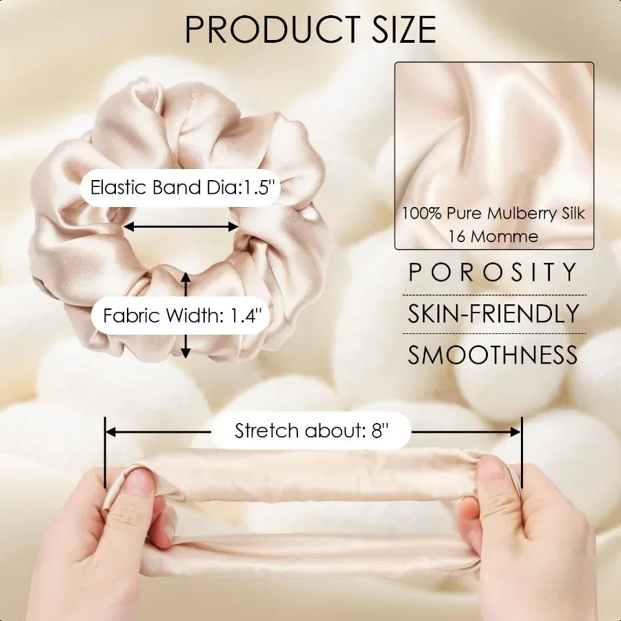 3-Pack Mulberry Silk Scrunchies 16 Momme