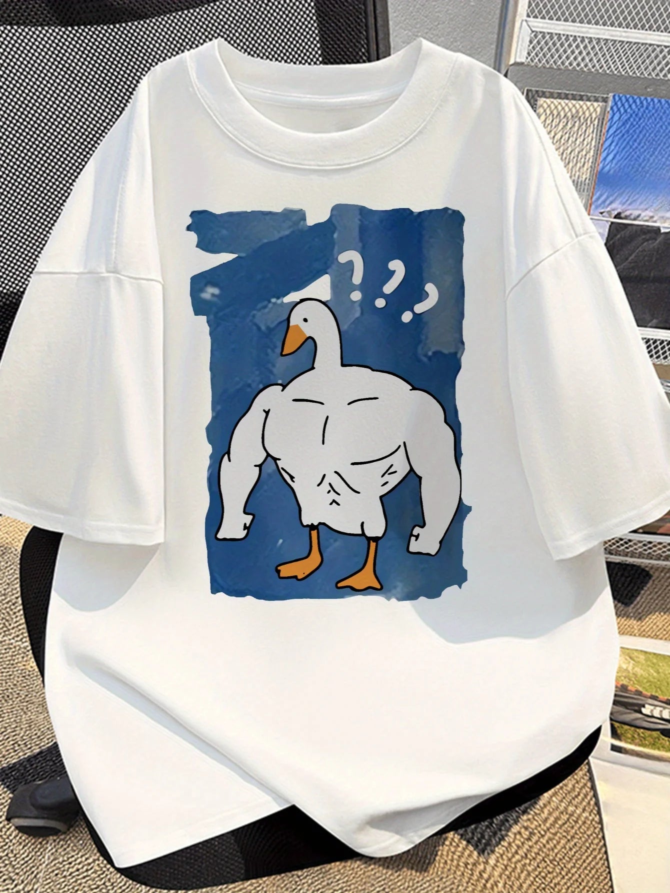 Cartoon Muscle Goose Cotton T-Shirt