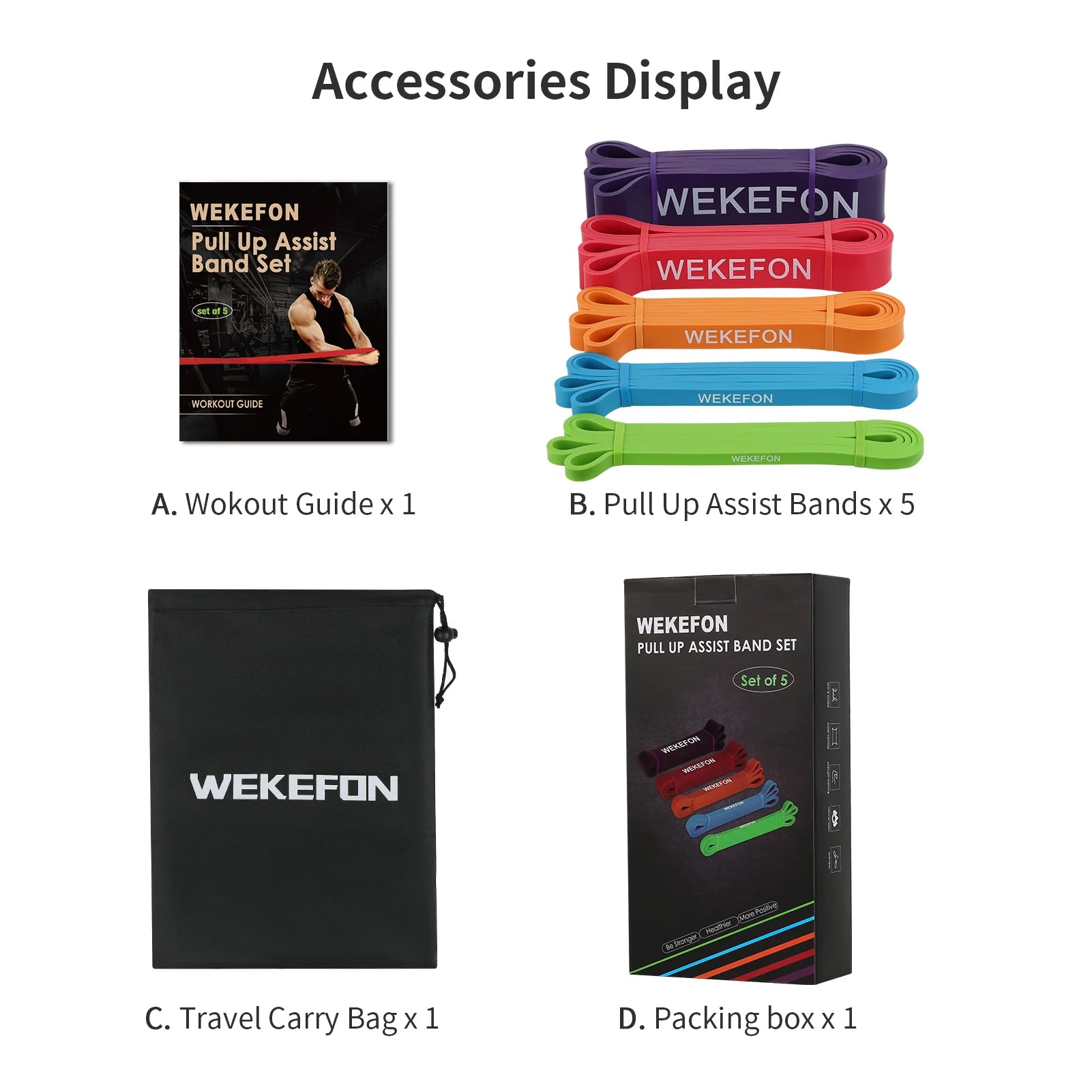 5PC Heavy Duty Pull-Up Bands Set