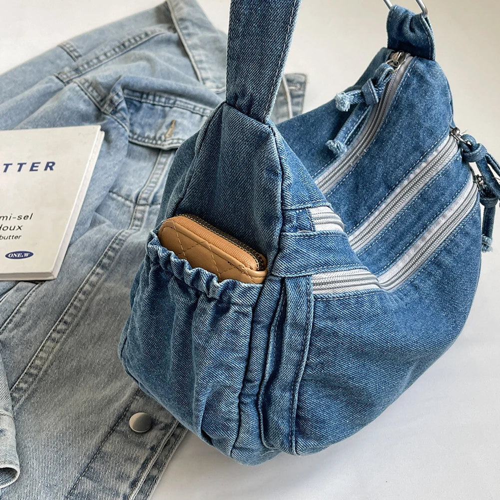 Women Denim Large Crossbody Messenger Bag