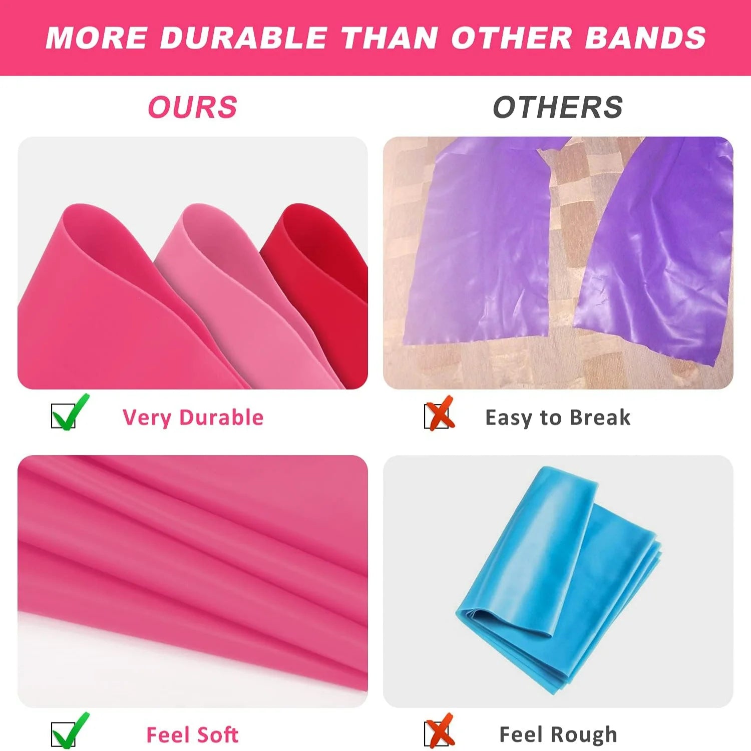 5-Pack Durable Latex Resistance Bands