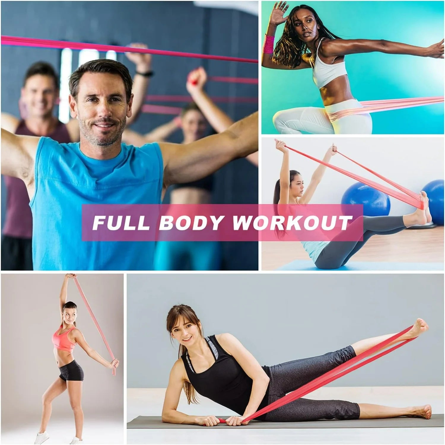 5-Pack Durable Latex Resistance Bands