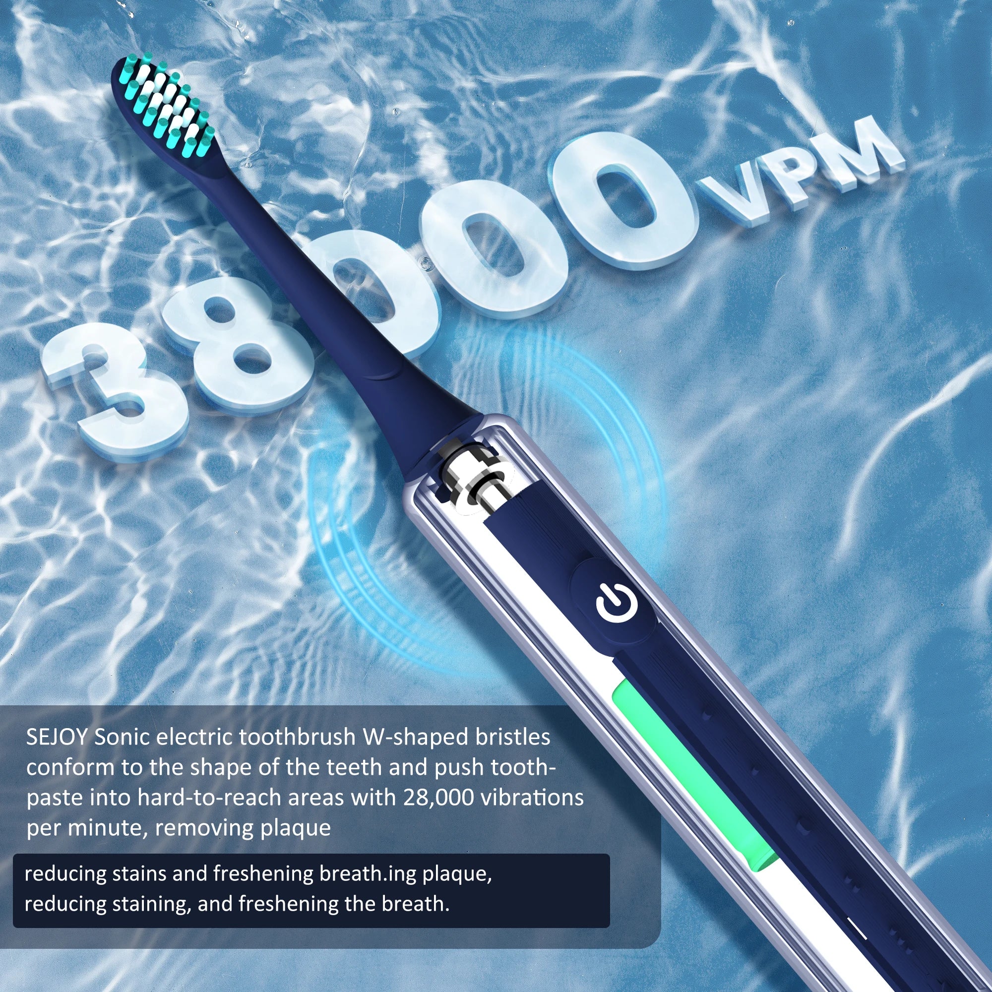 Sonic Toothbrush with 8 Heads, Blue