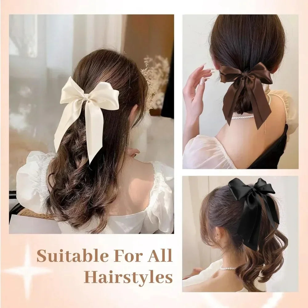 6PCS Satin Ribbon Bow Hair Ties Set