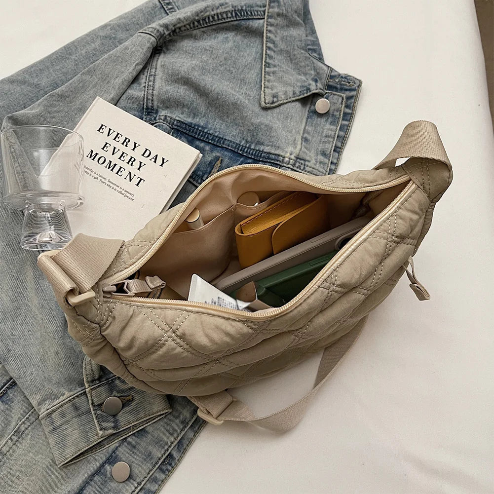 Nylon Zipper Hobo Crossbody Bag