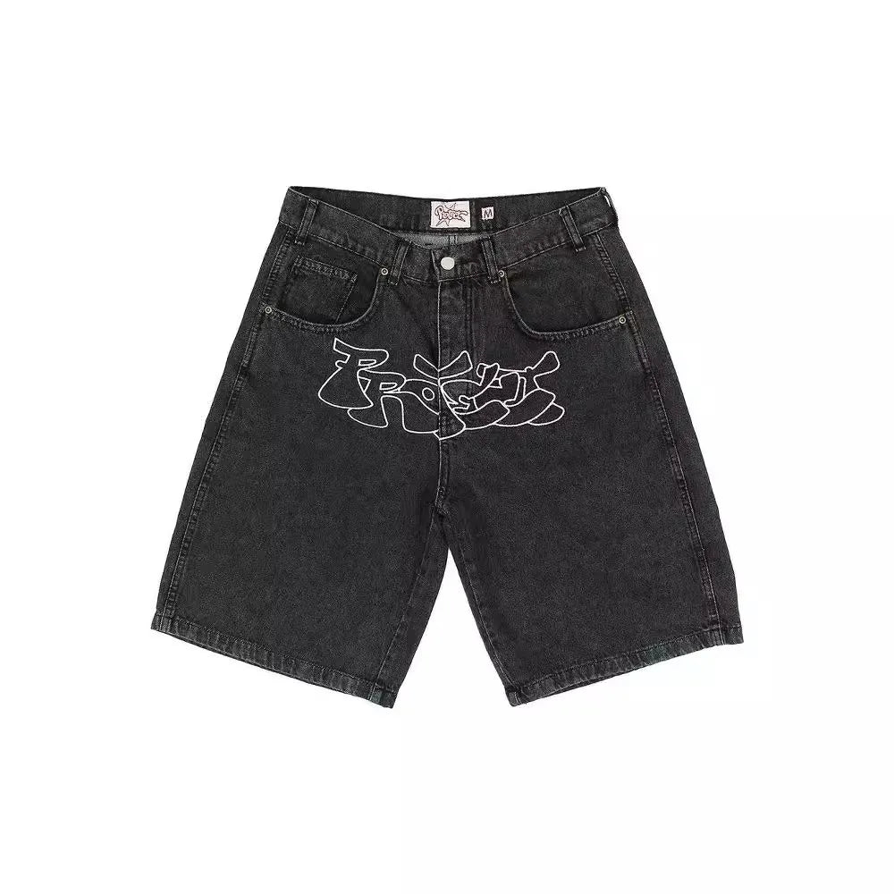 American Rhinestone Y2K Denim Shorts
