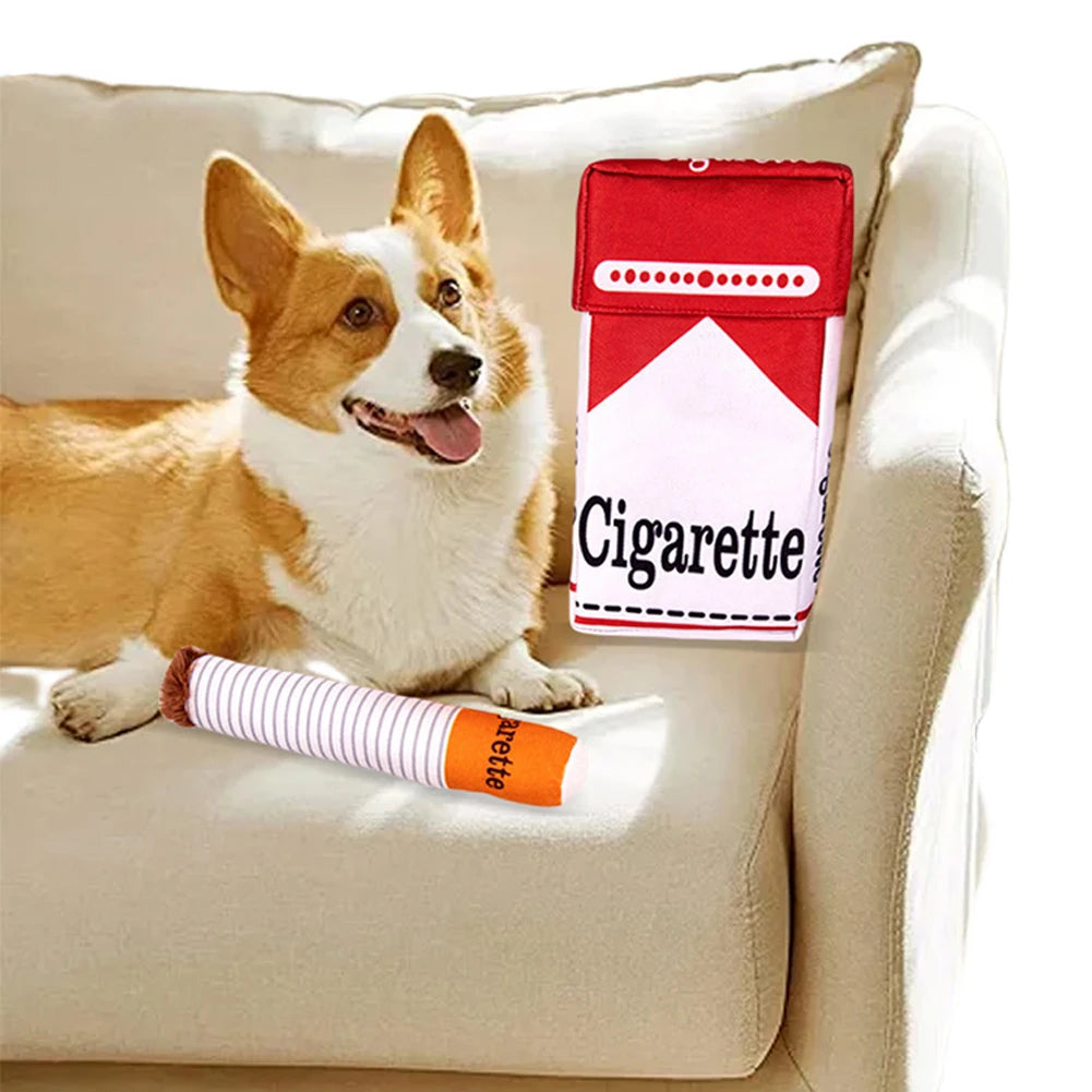 Cigarette Plush Dog Teething Chew Toy