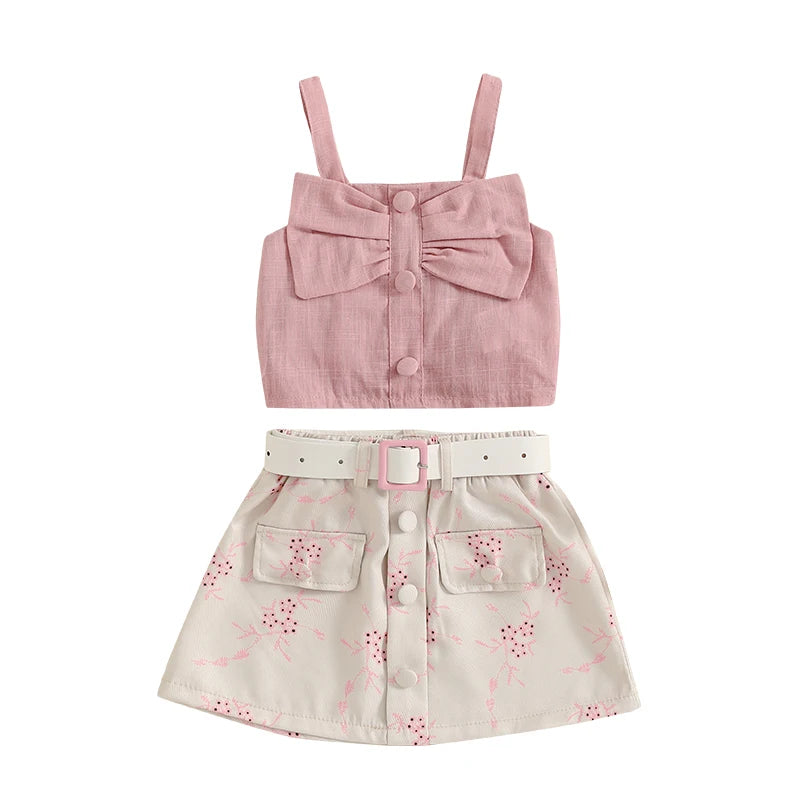 Toddler Girl Bow Top Skirt Set