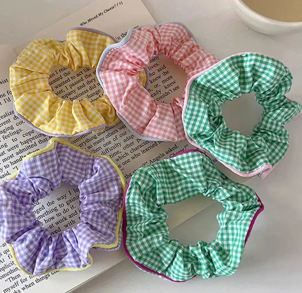 2024 Spring Lattice Print Hair Ties