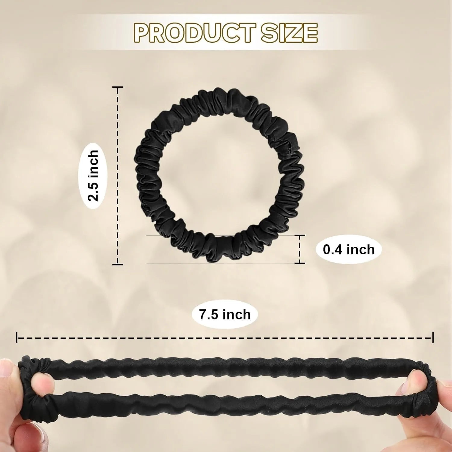 Black Mulberry Silk Scrunchies – 4 Pack