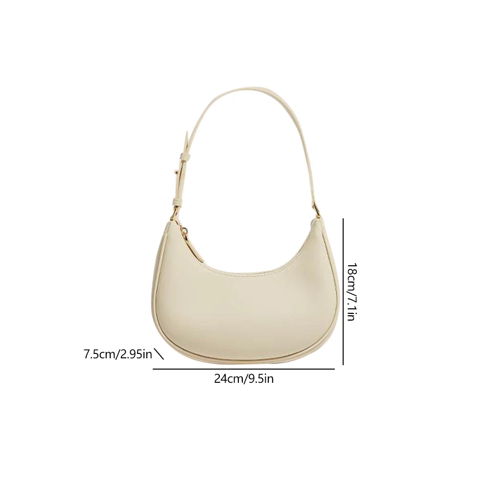 PU Leather Half Moon Hobo Underarm Bag