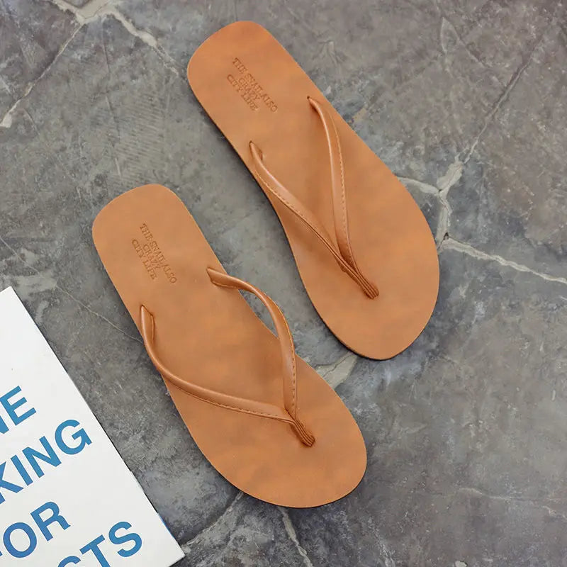 Men’s Anti-Slip Leather Flip Flops Summer
