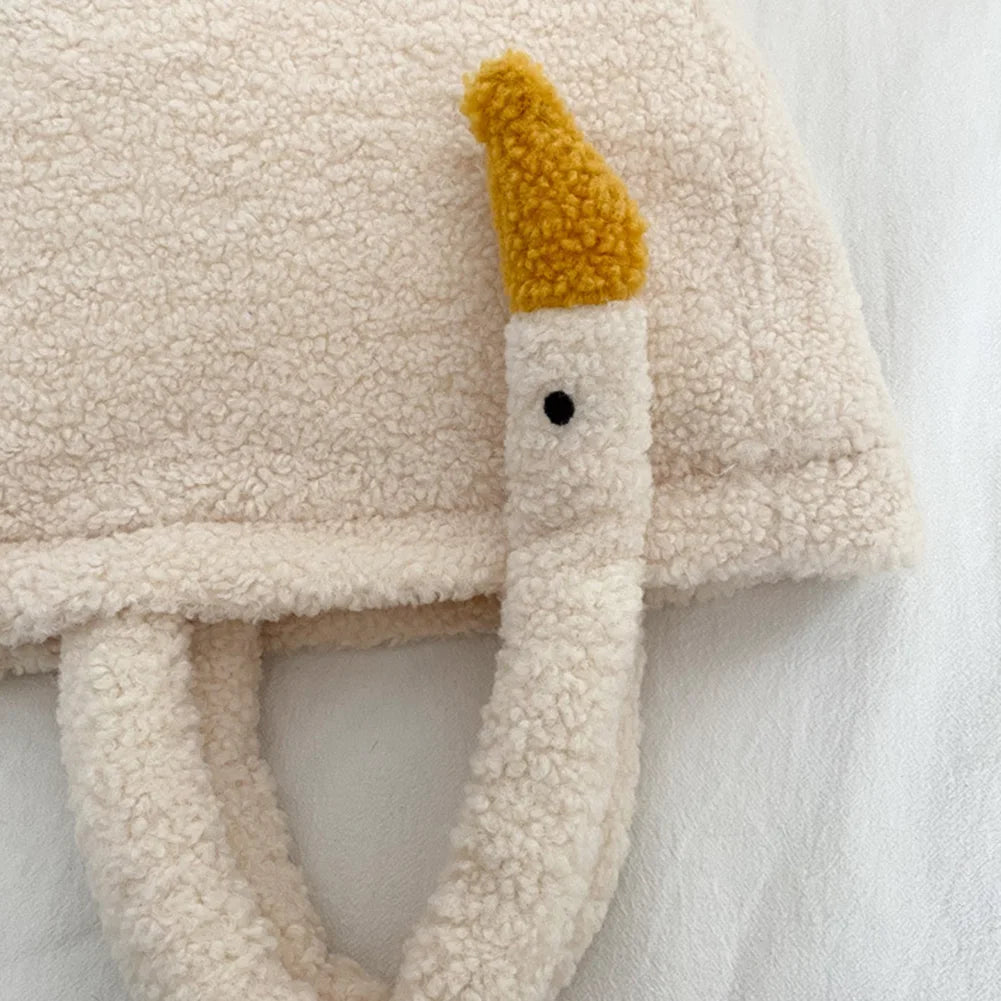 Cartoon Goose Plush Tote Handbag