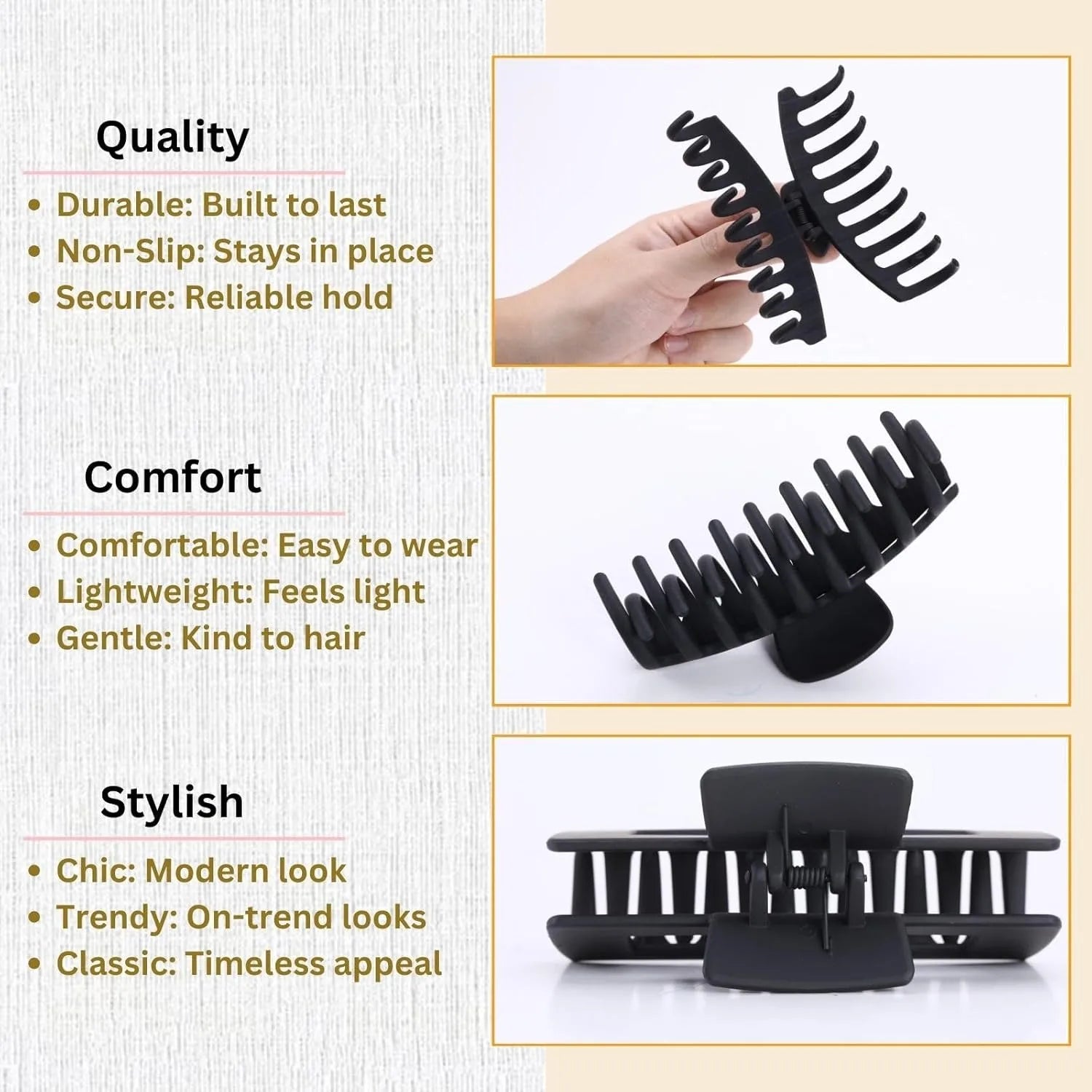 8 Pack Large Matte Hair Claw Clips Set