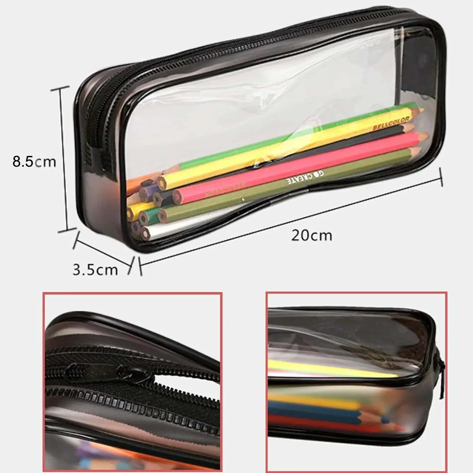 Transparent Zipper Pencil Case Pouch