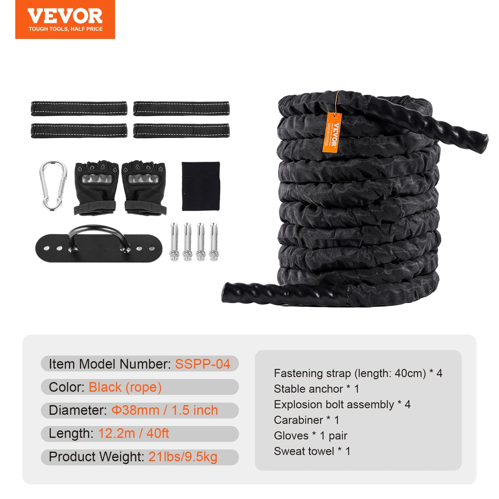 VEVOR Battle Rope with Anchor Sleeve