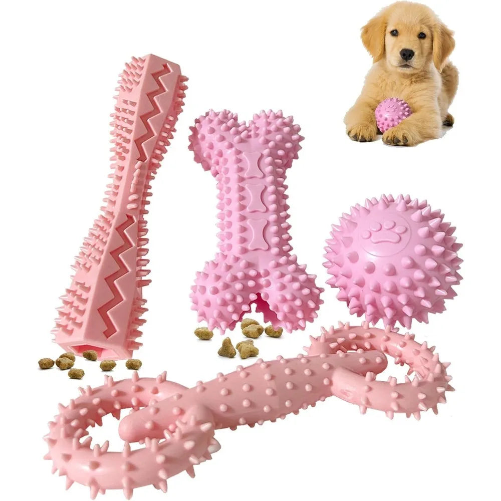 Pink Puppy Teething Chew Toy Set