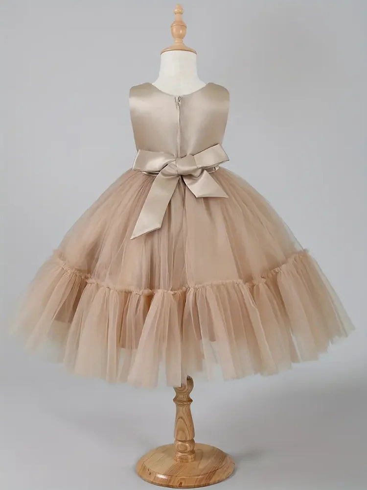 Girls Khaki Lace Dress and Coat Set