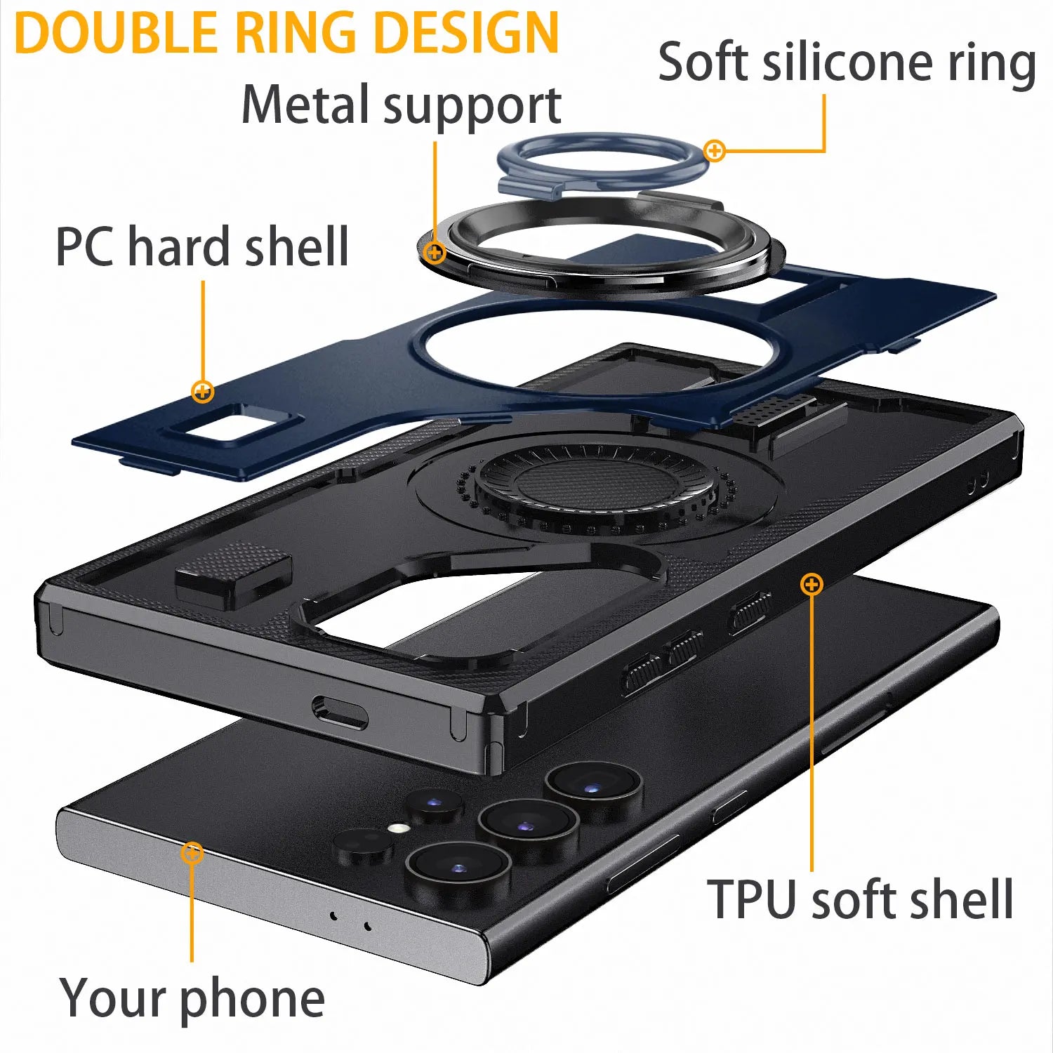 Galaxy S22 Ultra Case – Blue Kickstand Rugged