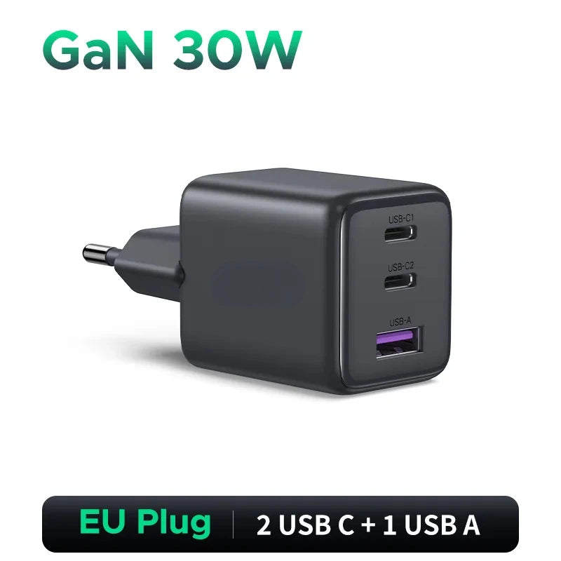 30W GaN PD QC4.0 USB C Charger Fast