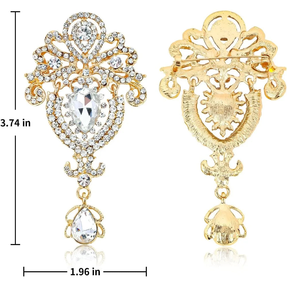 Vintage Rhinestone Flower Brooch Pin