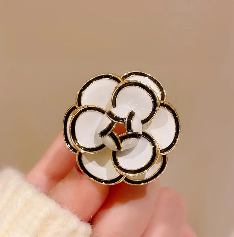 French Retro 3D Camellia Flower Brooch