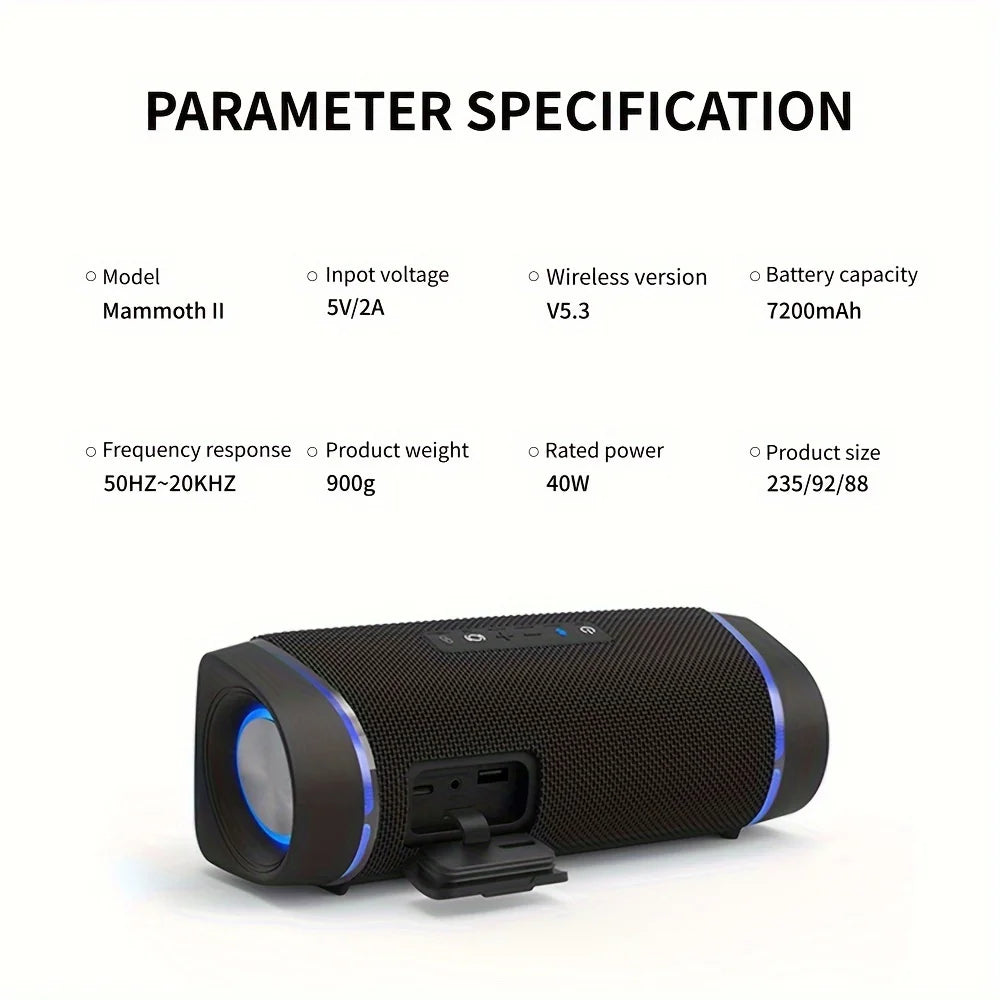 Portable Waterproof Bluetooth Speaker 40W