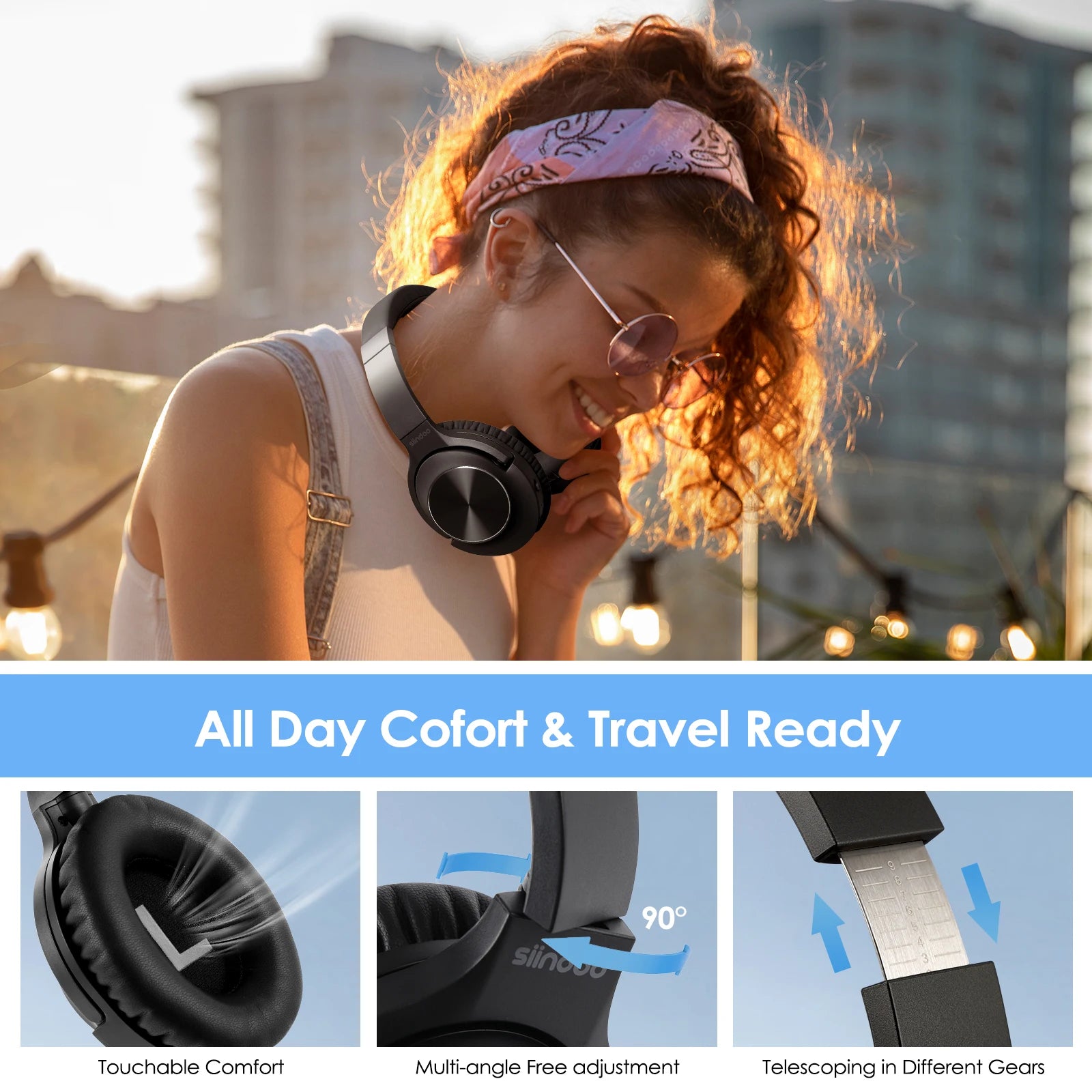 Siindoo ANC Wireless Bluetooth Headphones