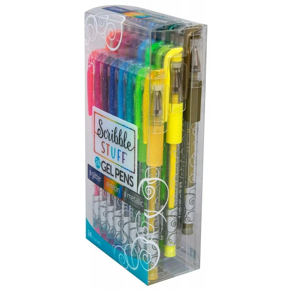 24ct Gel Pens Set – Glitter Neon Metallic