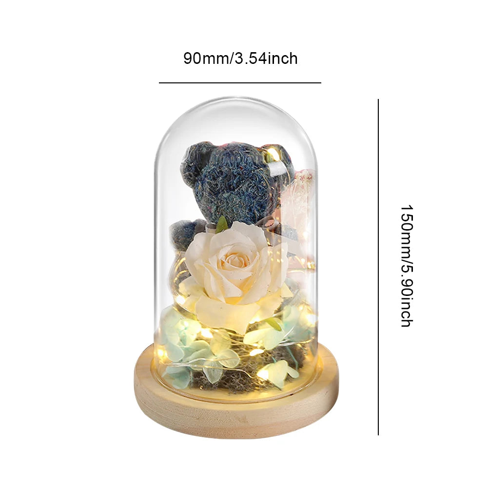 Eternal Rose with Light & Teddy Bear Gift
