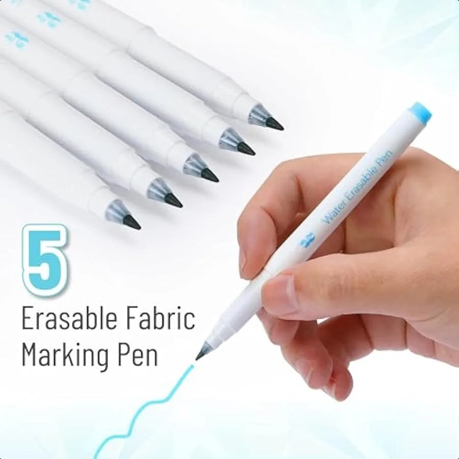 5 Pack Blue Fabric Markers – Water Erasable