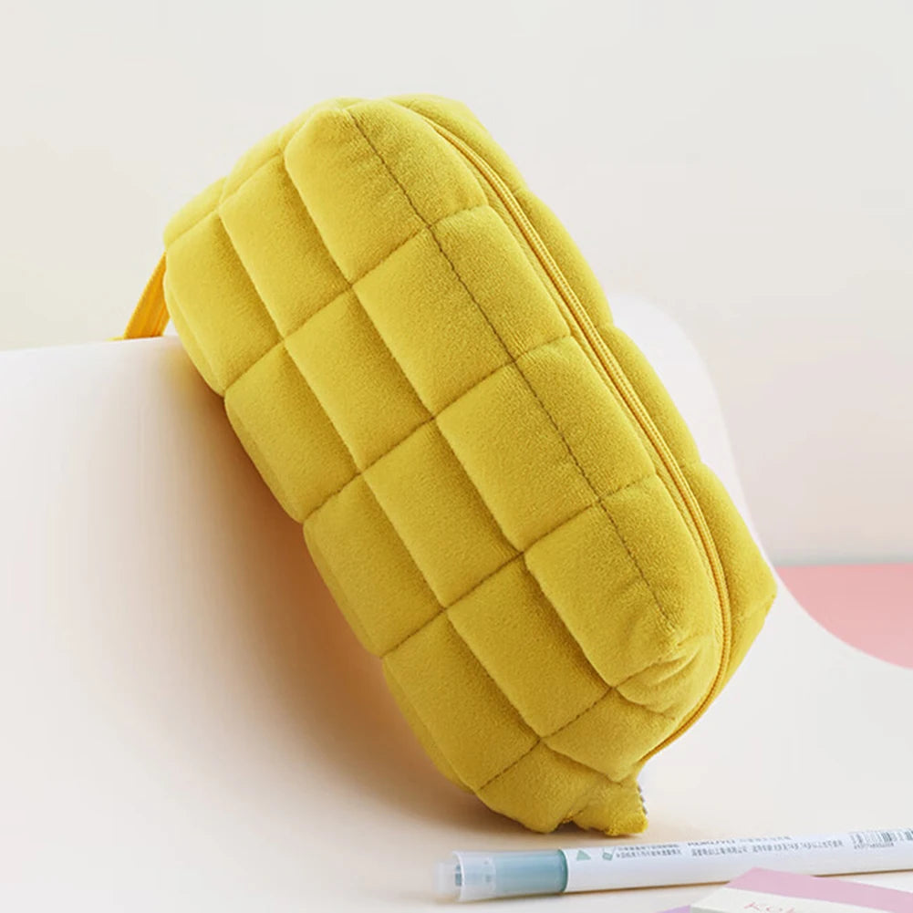 Plaid Quilted Large Pencil Pouch